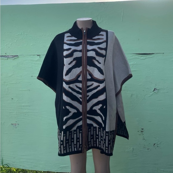 Chico's Black and White Zebra Print Poncho - Picture 2 of 5